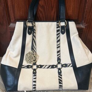 Kate Landry Black and Cream Animal Women's Tote Bag